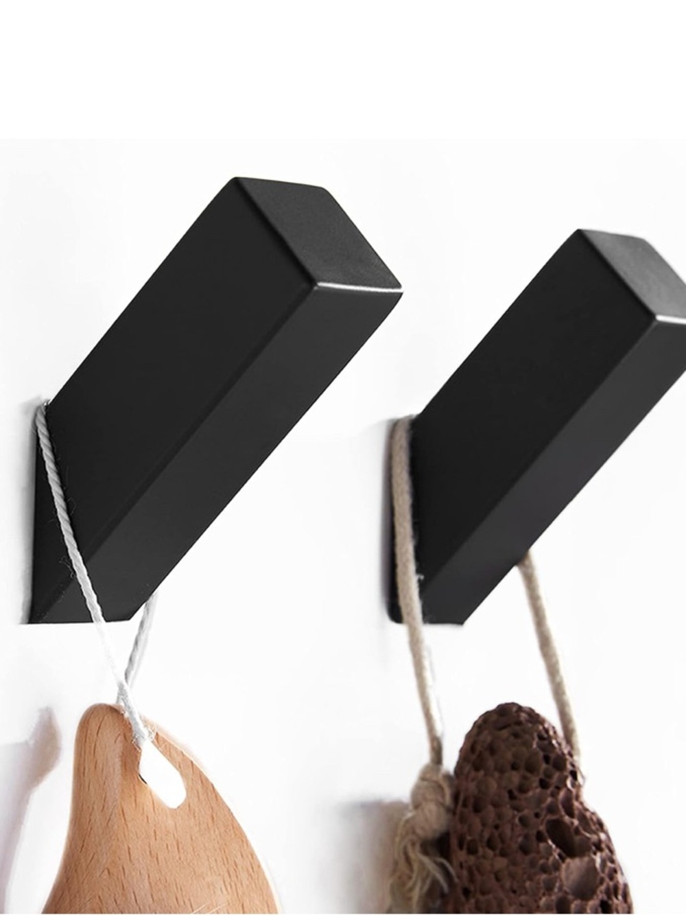 Sleek Black Wall Hook Pair for Home Organization- 304 Stainless Steel  2Pack
